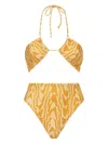 Faithfull The Brand Abstract-print Bikini In Yellow
