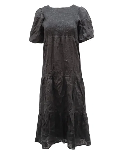 Faithfull The Brand Alberte Midi Dress In Black Rayon In Grey