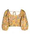 Faithfull The Brand Alejandra Floral-print Linen Crop Top In Multi