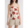 Faithfull The Brand Alexa Floral-print Strapless Linen Top In Cecile Floral - Garnet