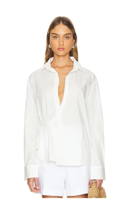 Faithfull The Brand Alliste Oversized Wrap Shirt In White