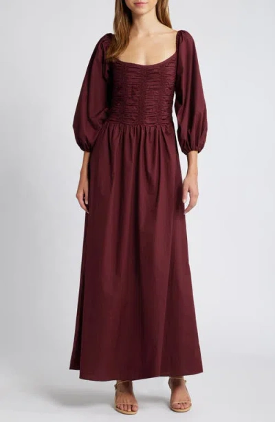 Faithfull The Brand Alma Balloon Sleeve Maxi Dress In Bordeaux