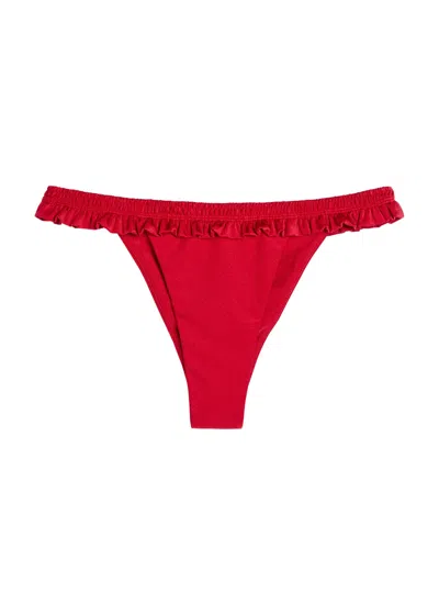 Faithfull The Brand Alma Ruffled Bikini Briefs In Red