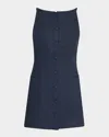 Faithfull The Brand Ambra Button-front Mini Dress In Navy