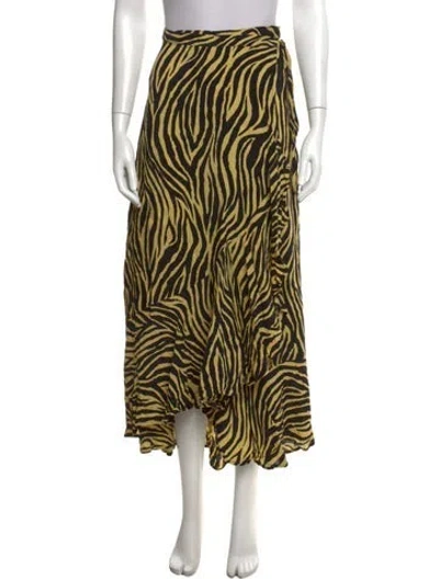 Pre-owned Faithfull The Brand Animal Print Long Skirt In Yellow