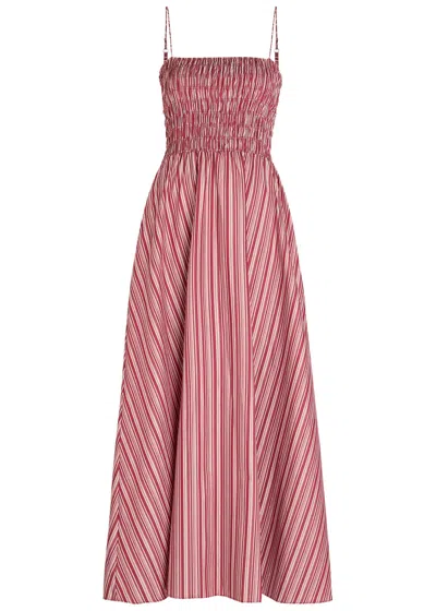 Faithfull The Brand Anniken Striped Cotton Maxi Dress In Red