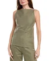 Faithfull The Brand Antibes Sleeveless Tie Back Linen Top In Green