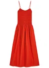 Faithfull The Brand Araceli Smocked Cotton Maxi Dress In Red
