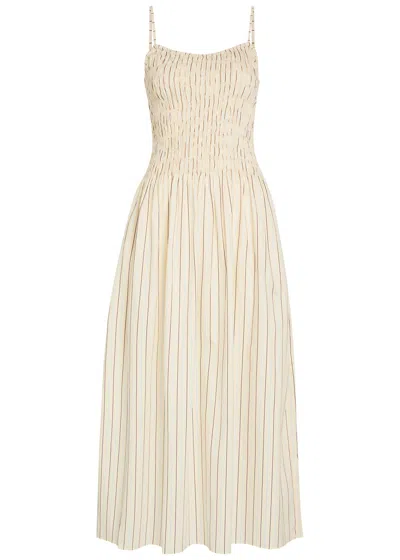 Faithfull The Brand Araceli Striped Cotton Maxi Dress In Brown