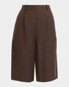 Faithfull The Brand Astrid Linen-blend Bermuda Shorts In Brown