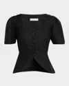 Faithfull The Brand Audrey Fitted Linen Top In Black