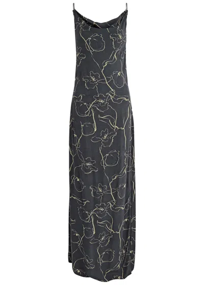Faithfull The Brand Aurelié Printed Woven Maxi Dress In Black
