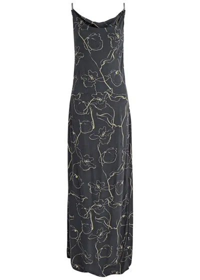 Faithfull The Brand Aureli Printed Woven Maxi Dress In Navy | ModeSens
