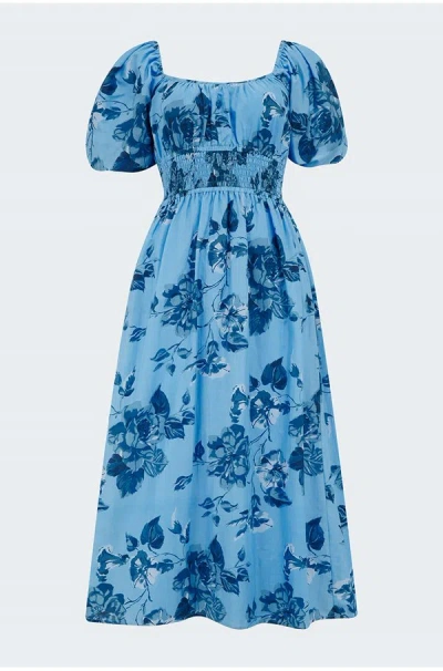 Faithfull The Brand Avere Midi Dress In Cierra Floral In Blue