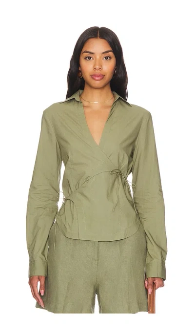 Faithfull The Brand Baia Wrap Shirt In Olive