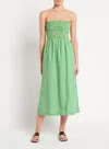 Faithfull The Brand Bandeau Midi Dress With Green Stripes In Green