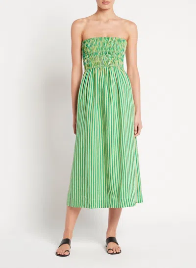 Faithfull The Brand Bandeau Midi Dress With Green Stripes