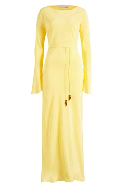 Faithfull The Brand Bellini Long Sleeve Silk Crepe Maxi Dress In Biscotti