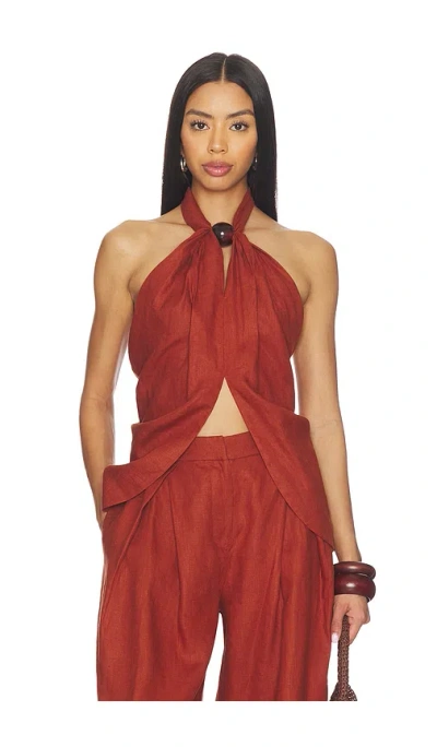 Faithfull The Brand Biba Halter Top In Red