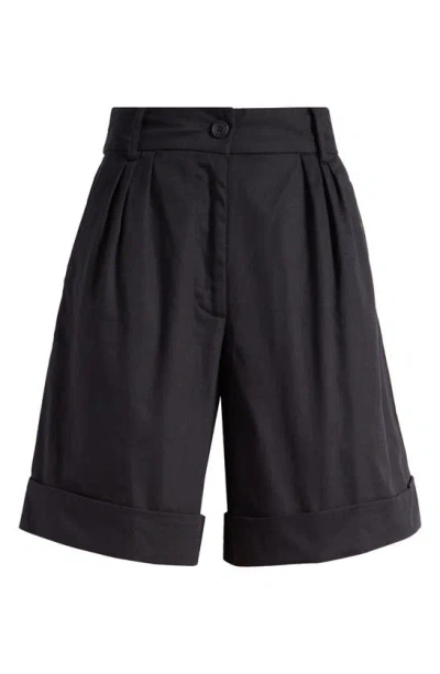 Faithfull The Brand Campania Cotton Twill Shorts In Black