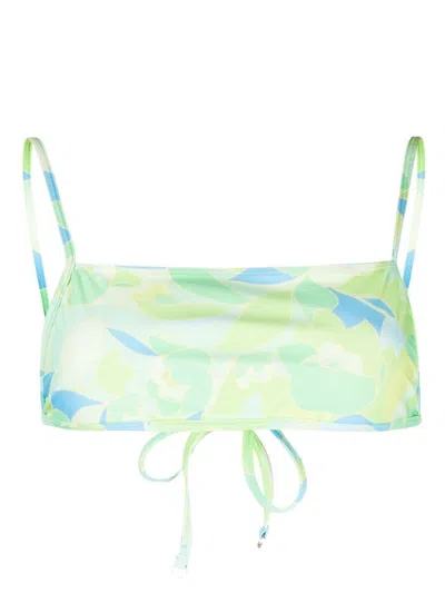 Faithfull The Brand Cassia Bikini Top Galarosa Print In Green