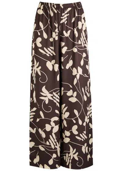 Faithfull The Brand Chambien Printed Satin Trousers In Brown