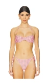 Faithfull The Brand Chessa Bikini Top In Gingham Red