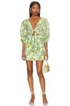 Faithfull The Brand Cintare Mini Dress Francis Floral In Green