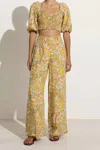 Faithfull The Brand Circa Floral-print Linen Trousers In Gold