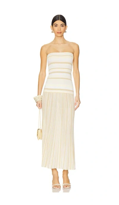 Faithfull The Brand Citara Strapless Dress In Butter Stripe