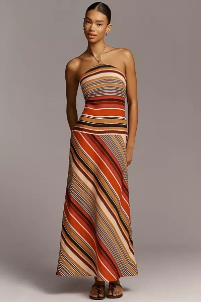 Faithfull The Brand Clara Linen Sleeveless Halter Maxi Dress In Multi