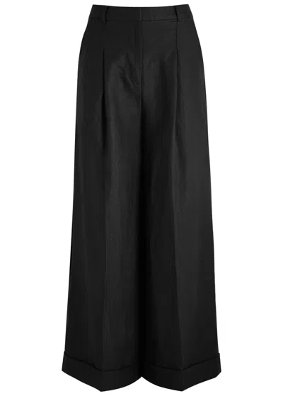 Faithfull The Brand Clove Wide-leg Linen Trousers In Black