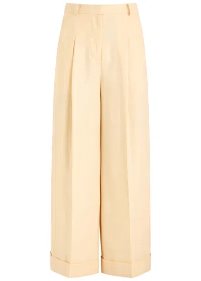 Faithfull The Brand Clover Wide-leg Linen Trousers In Yellow