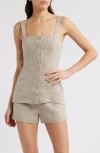 Faithfull The Brand Corbière Longline Linen Button-up Vest In Oatmeal