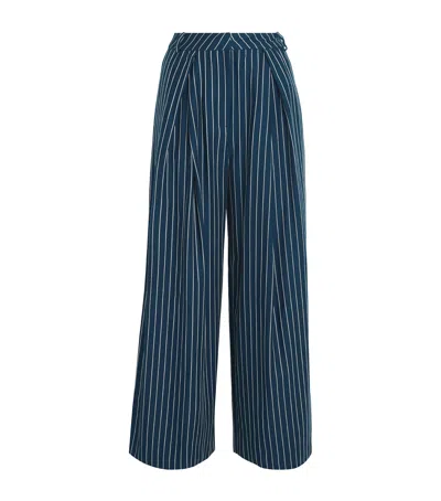 Faithfull The Brand Cotton-blend Pinstripe Laila Trousers In Blue
