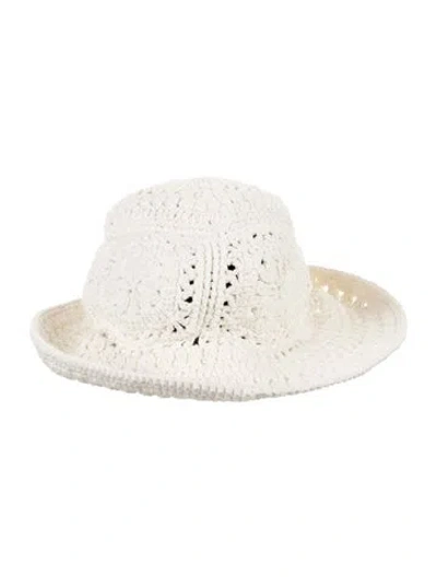Pre-owned Faithfull The Brand Cotton Crochet Bucket Hat In White