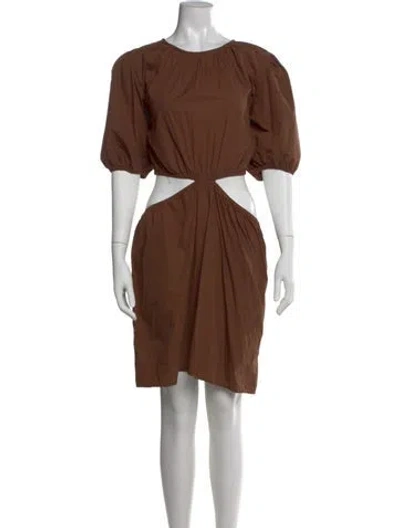 Pre-owned Faithfull The Brand Crew Neck Mini Dress In Brown