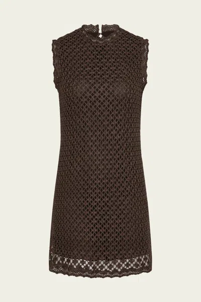 Faithfull The Brand Cyrene Mini Dress In Floral Lace Brown