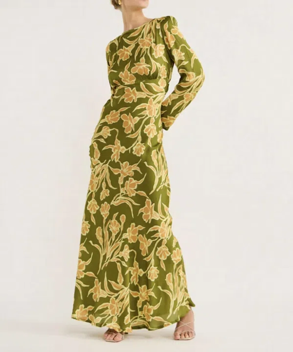 layla maxi dress Layla Olive Asymmetric-Neck Wrap Maxi Dress With Body Cut-Out And Ru – Club  L London