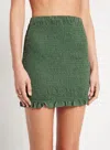 Faithfull The Brand Dark Green Smocked Skirt In Green
