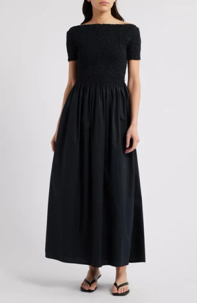 Faithfull The Brand Deboni Off The Shoulder Cotton Maxi Dress In Black