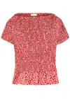 Faithfull The Brand Deboni Smocked Cotton Top In Red