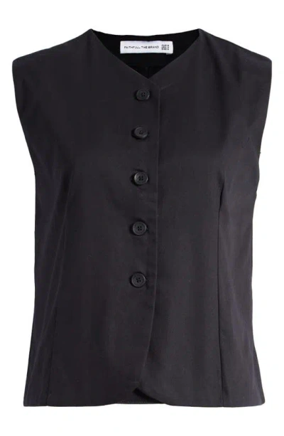 Faithfull The Brand Delfina Cotton Twill Vest In Black
