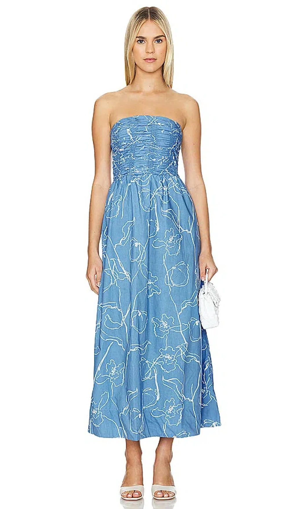 dominquez midi dress faithfull the brand brand faithfull the brand Faithfull the Brand Dominquez Strapless Midi Dress