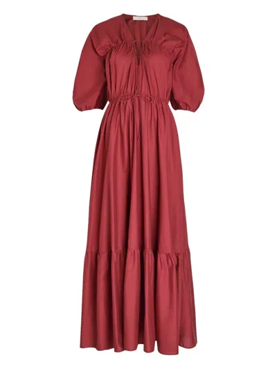 Faithfull The Brand Sigrid Drawstring Cotton Maxi Dress In Animal Print
