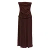 Faithfull The Brand Tali Ruched Strapless Dress In Brown