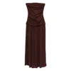 Faithfull The Brand Tali Ruched Strapless Dress In Brown