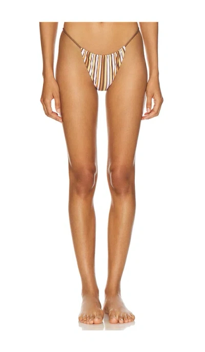 Faithfull The Brand El A String Bikini Bottom In Terracotta Multi Stripe