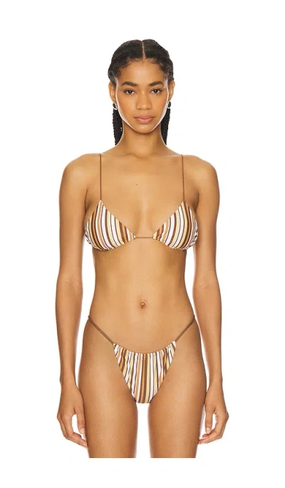 Faithfull The Brand El A String Bikini Top In Terracotta Multi Stripe