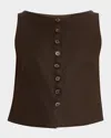 Faithfull The Brand Elia Cropped Linen Top In Coffee